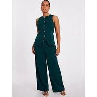 Quiz Petite Bottle Green Wide Leg Trousers