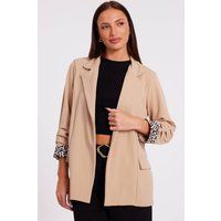 Quiz Women's Stone Printed Cuff Blazer | Size: 6