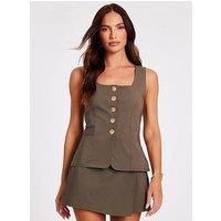 Quiz Women's Khaki Asymmetric Wrap Skort | Size: 18