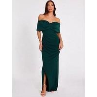 Quiz Women's Green Bardot Wrap Maxi Dress | Size: 6