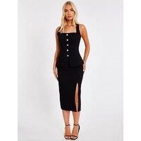 Quiz Women's Black Button Front Midi Dress | Size: 12