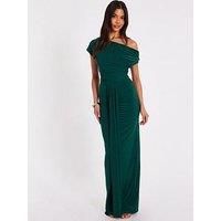 Quiz Women's Green Drape Front Maxi Dress | Size: 14