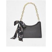 Quiz Black Satin Chain Shoulder Bag