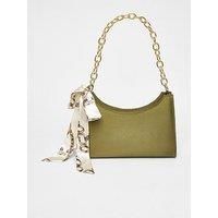 Quiz Women's Green Satin Chain Shoulder Bag