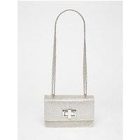 Quiz Silver Diamante Crossbody Bag