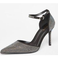 Quiz Women's Black Diamante Pointed Toe Heels | Size: 4