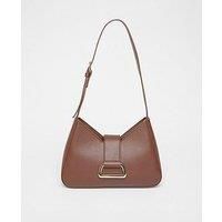 Quiz Women's Brown Faux Leather Buckle Shoulder Bag