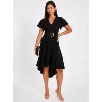 Quiz Women's Black Dip Hem Midi Dress | Size: 20