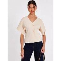 Quiz Women's Stone Short Sleeve Knit Cardigan Sweater | Size: Large