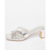 Quiz Women's Silver Wide Fit Cross Strap Mule Heels | Size: 3
