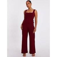Quiz Women's Red Petite Bow Back Jumpsuit | Size: 8