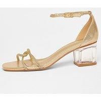 Quiz Women's Gold Twist Strap Heeled Sandal | Size: 4