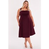 Quiz Women's Burgundy Curve Diamante Bow Midi Dress | Size: 20