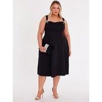 Quiz Women's Black Curve Diamante Bow Midi Dress | Size: 18