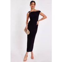 Quiz Women's Black Asymmetric Midaxi Dress | Size: 10