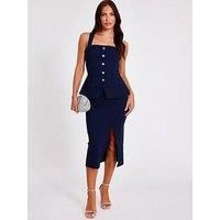 Quiz Women's Navy Button Front Midi Dress | Size: 12