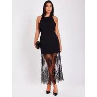Quiz Women's Black Lace Hem Midaxi Dress | Size: 10