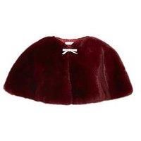 Quiz Women's Burgundy Bow Detail Faux Fur Wrap