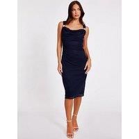 Quiz Women's Navy Mesh Buckle Detail Midi Dress | Size: 8