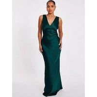 Quiz Women's Green Petite Cowl Back Maxi Dress | Size: 12