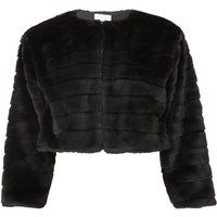 Quiz Women's Black Faux Fur Cropped Cover Up | Size: Medium