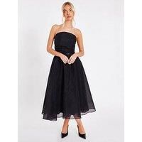 Quiz Women's Black Organza Midi Skater Dress | Size: 16