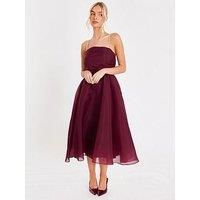 Quiz Women's Wine Organza Midi Skater Dress | Size: 18