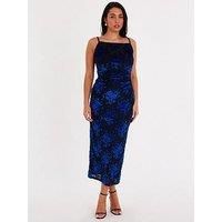Quiz Women's Royal Velvet Floral Midaxi Dress | Size: 10