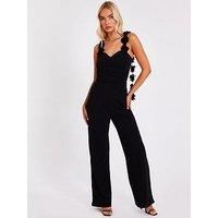 Quiz Women's Black Floral Strap Jumpsuit | Size: 8