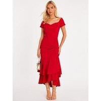 Quiz Women's Red Ruffle Hem Midaxi Dress | Size: 10