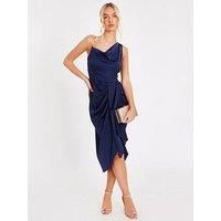 Quiz Women's Navy Satin Ring Strap Midaxi Dress | Size: 16