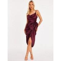 Quiz Women's Wine Bow Front Midi Dress | Size: 16