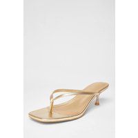 Quiz Women's Gold Wide Fit Toe Post Heels | Size: 3