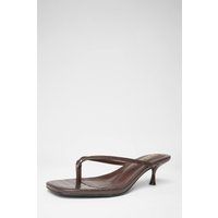 Quiz Women's Brown Wide Fit Croc Toe Post Heels | Size: 5