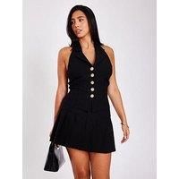 Quiz Women's Black Pinstripe Pleated Skort | Size: 10