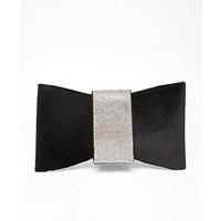 Quiz Women's Black Diamante Bow Clutch Bag
