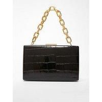 Quiz Women's Black Patent Croc Box Bag