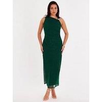 Quiz Women's Green Mesh Buckle Detail Midaxi Dress | Size: 8