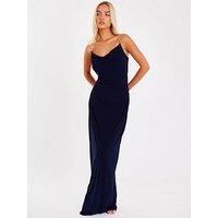 Quiz Women's Navy Diamante Strap Maxi Dress | Size: 8