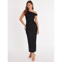 Quiz Women's Black Glitter Ruched Midaxi Dress | Size: 12