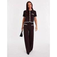 Quiz Women's Brown Knit Palazzo Trousers | Size: Large