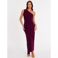 Quiz Women's Purple One Shoulder Draped Midaxi Dress | Size: 8