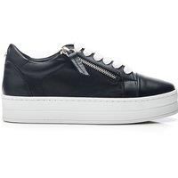Moda in Pelle Women/'s Abbiy Black Leather Slab Soled Trainers 4
