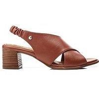 Moda in Pelle Women/'s Prinia Tan Leather Block Heeled Sandals 6
