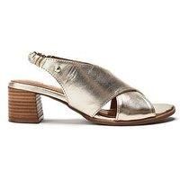 Moda in Pelle Women/'s Prinia Champagne Leather Block Heeled Sandals 5