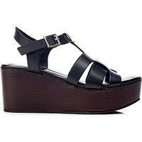 Moda in Pelle Women/'s Quizette Black Leather Wedge Heeled Sandals 7
