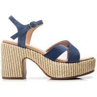 Moda in Pelle Women/'s Luchiia Blue Suede Block Heeled Sandals 4
