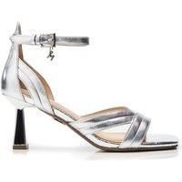 Moda in Pelle Women/'s Livelia Silver Leather Kitten Heeled Sandals 4