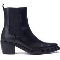 Moda In Pelle Women's Ontel Black Leather Western Style Cuban Heel Chelsea Boots