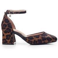 Dalziah Women's Dark Leopard Print Pony Block Heeled Shoes
